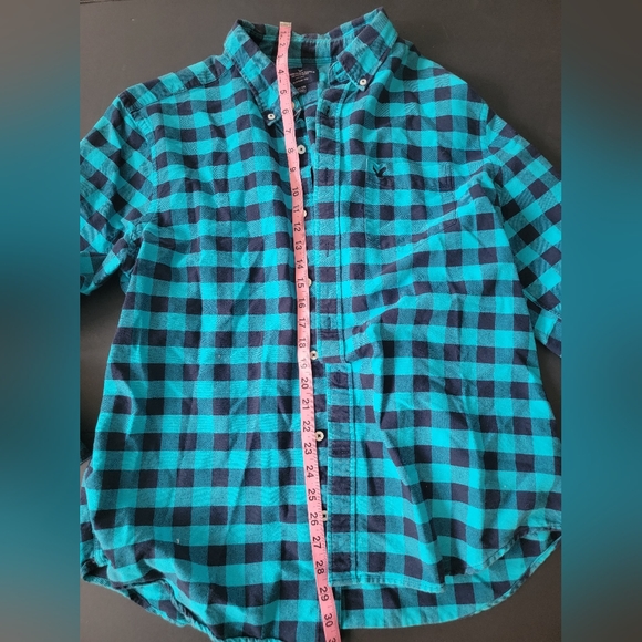 American Eagle Outfitters Plaid Button Up Blue XL - Picture 6 of 8